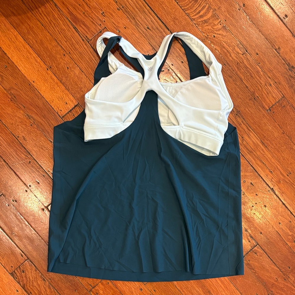 Athleta Teal and White Tank Top